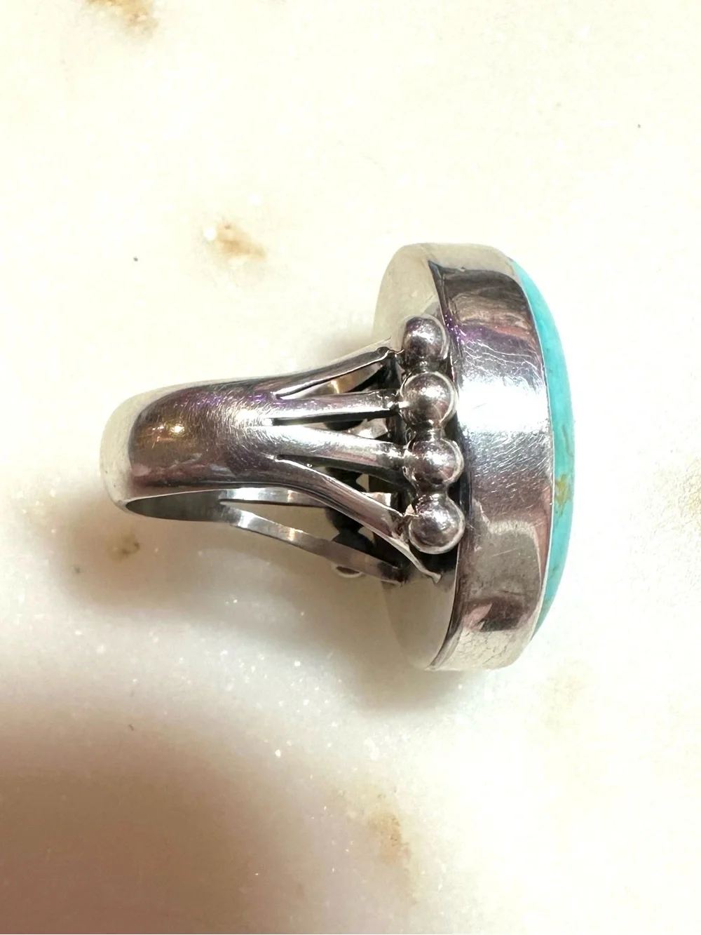 Navajo Ray Tafoya Native American Turquoise Cabochon Sterling Silver Ring